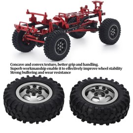 55 mm RC Tyres, 2 Pieces/Set Universal RC Wheel Rims Tyres High Grip Rubber Tyres 7 mm Hex Hub Set RC Truck Wheel Rims Toy Tyre Car Tyre Accessories for Axial SCX24 1/24 RC Crawler Car