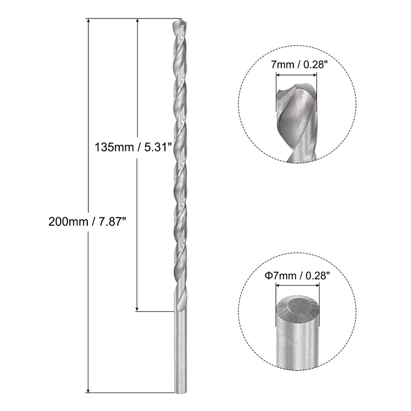 sourcing map 7mm Twist Drill Bits, High-Speed Steel Straight Shank