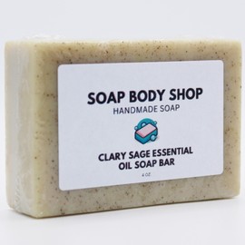 Clary Sage Handmade Soap Bar with Sage Powder, Clary Sage Essential Oil, Jojoba Oil & Goat’s Milk – Natural Moisturizing and Nourishing Skincare, Gentle & Soothing 4 oz. (3 Pack)