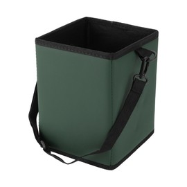 A ABSOPRO Car Trash Can Hanging and Foldable 6.3" Length 6.3" Width 7.9" Height Trash Bin Faux Leather Green 1 Pcs