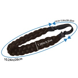 Fumwase Hairband - 5 Strands Synthetic Braid Headband, Stretch Elastic Chunky Wide Plaited Hair Braids Band, Braided Headband for Women Girls, Brown, 1 Pack