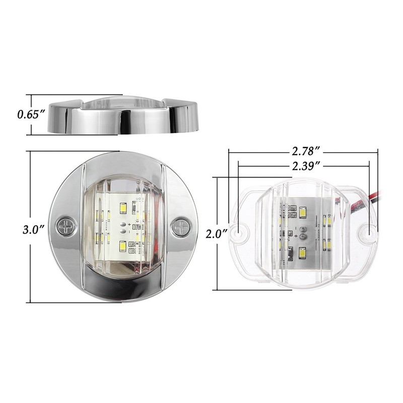 Partsam 3inch Round Navigation Light Chrome Boat Marine LED Transom
