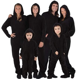 Footed Pajamas - Family Matching Raven Black Hoodie One Pieces for Boys, Girls, Men, Women and Pets - Adult - Small (Fits 5'5-5'7")