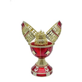 Keren Kopal Red Faberge Egg Trinket Box Handmade Decorated with Austrian Crystals