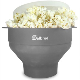 The Original Salbree - Máquina de palomitas de maíz para microondas, tazón plegable para microondas, no requiere aceite, la mayoría de colores disponibles (gris)
