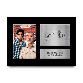 HWC Trading A4 Ralph Macchio & Pat Morita The Karate Kid Daniel, Mr Miyagi Gifts Printed Signed Autograph Picture for Movie Memorabilia Fans
