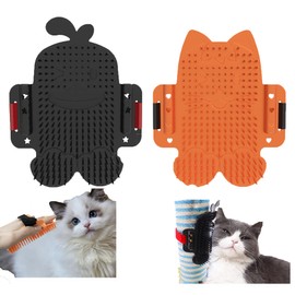 Zoejiuju Cat Self Groomer, Pet Hair Brush - 2 Packs, Wall Mounted Cat Grooming Brushes, Bathing Brush with Catnip, Self Massage Tool for Long & Short Fur Cats & Kittens, Dogs - Orange, All Hair Types