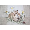 Raebel Ecru, Beige-colourful Embroidery "Rabbit" Linen Look