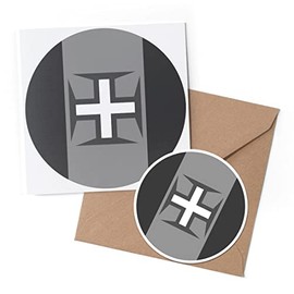 1 x Greeting Card & 10 cm Round Sticker Set - BW - Madeira Map - Birthday Thank You Friend Lover Fan Mum Dad Kids #41732