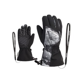 Ziener Children's Laval Ski Gloves / Winter Sports Waterproof Extra Warm Wool Black Grey Mountain Print 7.5