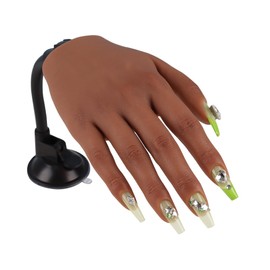 Practice Hand for Acrylic Nails with Stand Bracket, Silicone Fake Hands to Practice Fake Nails Mannequin Hand for Nails Practice and Nail Art Single Right Hand Color 5#