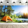 10x8ft Camping Backdrop, Outdoor Camping Tent Green Forest Pine Trees
