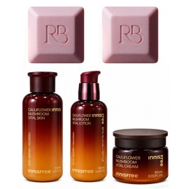 Innisfree Flower Mushroom Vital 3 types (skin + lotion + cream) + 2 scented soaps / 이니스프리 꽃송이버섯 바이탈 3종구성(스킨+로션+크림)+향기비누 2개