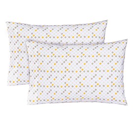 FEATHER & STITCH NEW YORK 100% Cotton 2 Piece Queen Pillow Cases, 300TC Ultra-Soft Pillowcases with Envelope Closure, Wrinkle- Fade- Stain Resistant - 20x30 inches (Standard/Queen, Yellow Diamond)