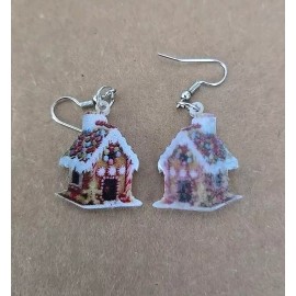 Unbranded Gingerbread House Earrings Christmas Party Gift Dangle Winter Holiday Jewelry