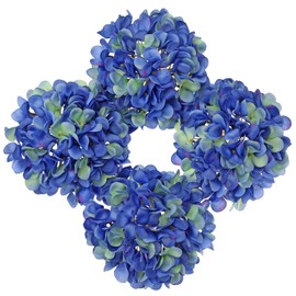 Hollyone Blue Silk Hydrangea Artificial Flowers Heads 7.4inch Large Fake Hydrangea 4Pcs Full Faux Flowers with Stems for Wedding Party Table Centerpieces Flower Arrangement Home Decor