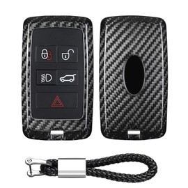 T-carbon Real Glass Fiber Key Fob Cover Compatible with Land Rover Key Fob Protector Case Compatible with Jaguar Defender 110S HSE Sport Dsicovery,Silver Black