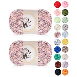 Aeelike 200 g Thick Chenille Wool for Hand Knitting, Soft Chunky Chenille Fluffy Knitting Yarn, Fluffy Velvet Velvet Chenille Yarn for Crocheting, Warm Plush Wool for Hats, Scarves, Blankets, Rose