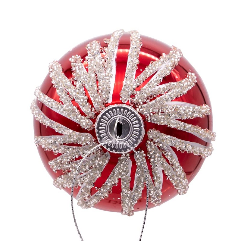 Kurt S. Adler 80MM Red and Silver Snowflake Ball Ornaments,