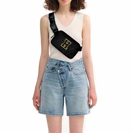 Uygafly Monogrammed Gifts for Girls Women - Fashion Monogrammed Crossbody Bag Waist Packs,Fanny Pack for Kids Teen,Crossbody Bag for Women Trendy Everywhere Belt Bag - Black Bag,Black H