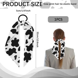 Cow Print HairBand, Elastic Non-Slip Bow Hair Tie Ropes, Hair Scrunchies Accessories for Curly Straight Thin Thick Fine Hair (1Pcs)