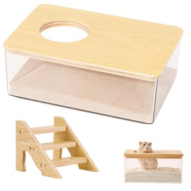 1 Pcs Hamster Sand Bath 1 Pcs Hamster Ladder, Gerbil Sand Hamster Bath Container With Ladder Gerbil Sand Bath, Hamster Sand For Small Animal Toilet Bathtub Hamster Dig Box Shower And Digging Room Litt
