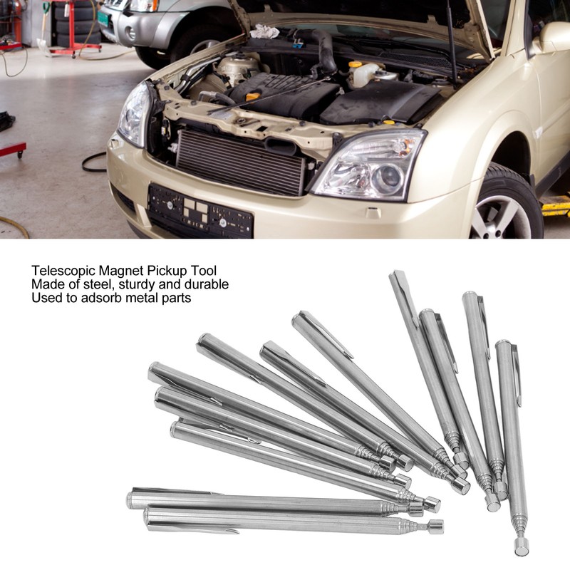 12PCS 2lbs Magnet Steel Sticks with Pocket Clip Telescopic Grabber