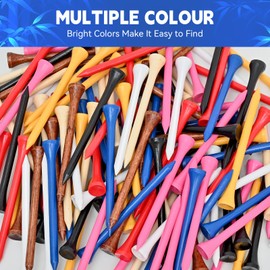 WINGOLFER Golf Tees,Professional Natural Bamboo Golf Tees 3-1/4 inch,Pack of 50,120 or 240 Premium Golf Tees Multiple Colors Reduce Side Spin and Friction,Durable & Stable Tee System(50pcs)