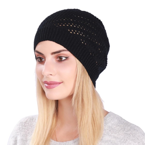 QIYUDA Women Summer Beanies Knit Hats, Winter Fall Mesh Slouchy