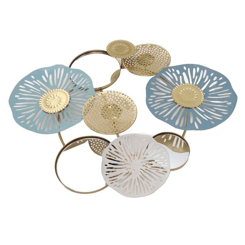 Wall Iron Decoration Lotus Shape With Mirror Metal Wall Art