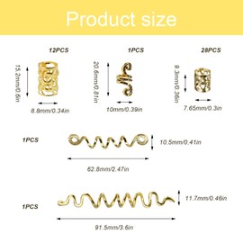 HJIAMA Hair Rings 40 Pieces Vintage Dreadlocks Jewellery Alloy Hair Beads Free Adjustable Hair Accessories for Decorative Braids, Metal