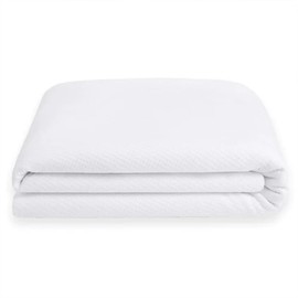 Sleepgram Cotton Cover Breathable Sweat Proof Polyester Lined Mattress Protector with Impenetrable Gel Layer and Multi Layer Security, Twin, White