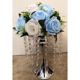 WENSINL 10 Pieces Light Blue Artificial Flowers Blue Rose Flower Fake Roses Bouquet for Valentine's Day Birthday Party Wedding Engagement Home Dinning Table Decoration (Light Blue, 10 PCS)