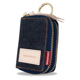 Need Network Okayama Denim, Men's Smart Key Case, Storage for 2, Includes Carabiner, Indigo Blue, blue