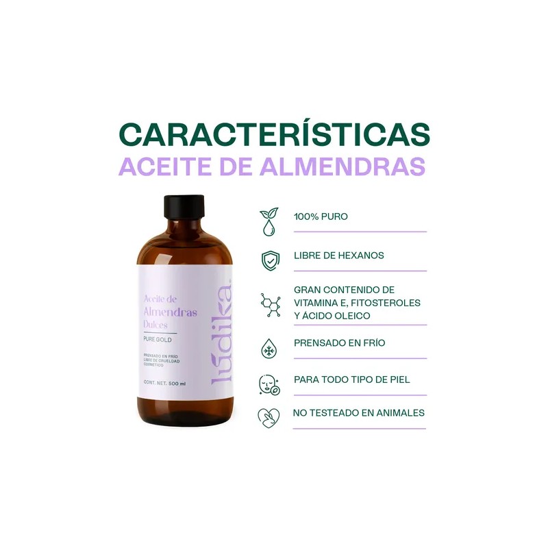 Aceite De Almendras Dulces, Uso Cosmético, 500 Ml