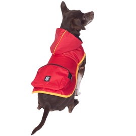 PetRageous 24201XS Banff Packable Dog Rain Jacket in Extra Small, Red