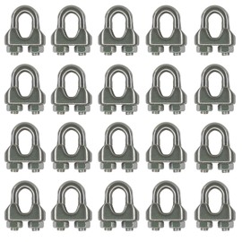 HEVERP 20PCS 3/16 to 1/4 Inches M5 Stainless Steel Wire Rope Cable Clip Clamp