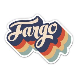 Squiddy Fargo North Dakota Layered Retro Style - Vinyl Sticker Decal for Phone, Laptop, Water Bottle (3" Wide)