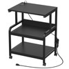Unikito 3-Tier Printer Stand with Charging Station, Adjustable Rolling Cart