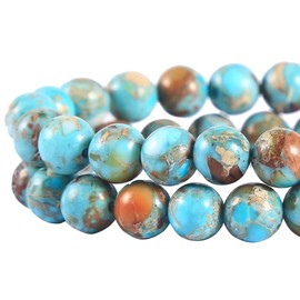ALZLDYS - abalorio sueltas redondas y lisas de jaspe imperial pulidas con piedras preciosas naturales, 8 mm de aproximadamente 15 pulgadas, 1 hebra por bolsa para hacer pulseras y collares | Verde