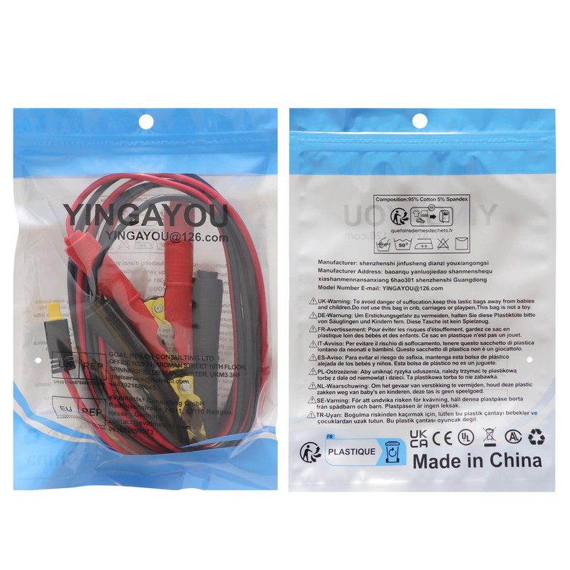 YINGAYOU XT60 Crocodile Clips XT60 to Car Cable Clip 12V