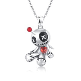 Voodoo Dolls Necklace, Gothic Necklace for Women Sterling Silver Voodoo Pendant Jewelry Easter Mother's Day Gift