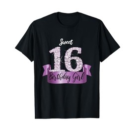 Cute Purple Black "Sweet 16" Style I 16th Birthday Idea T-Shirt