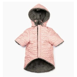 Zack and Zoey XL Zack & Zoey Elements Quilted Hearts Dog Coat Jacket With Removable Hood Pink