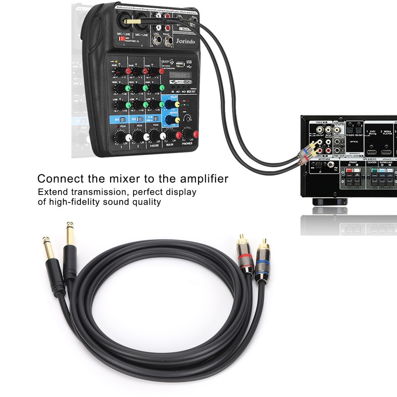 JORINDO Dual 6.35mm Male to Double RCA Male Cable Audio