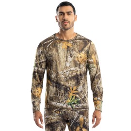 Realtree Men's Polyester Performance Baselayer Long Sleeve Thermal Underwear Top, Edge Camo, Large