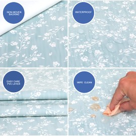 Oilcloth Tablecloth Washable Round 140 cm Duck Egg Blue Green