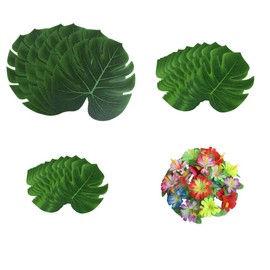 Hsthe Sea 60 Pcs 4 Kinds Palm Leaves Hawaiian Party Decorations for Hawaiian Luau Party Jungle Beach Theme Table Decorations