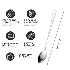 LVYKING Long Handle Ice Tea Spoons, Long Coffee Spoon, Ice Cream Spoon, Stainless Steel Cocktail Stirring Spoons for Coffee Bar, Set of 4