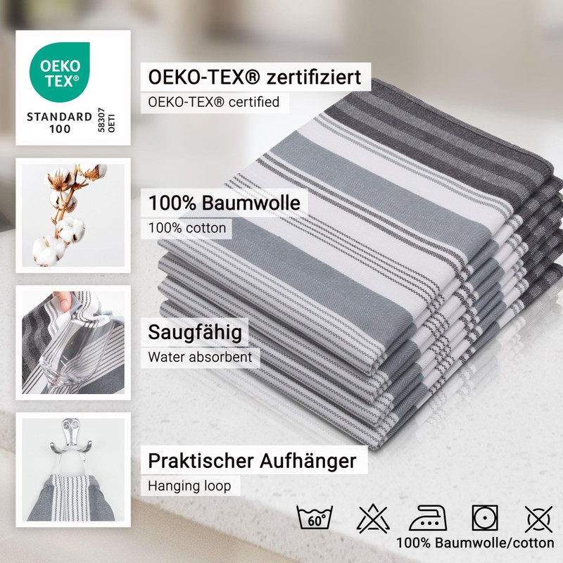 'Chef's Quality ZOLLNER® Set of 4 Tea Towels 50 x 70 cm – Various Colours